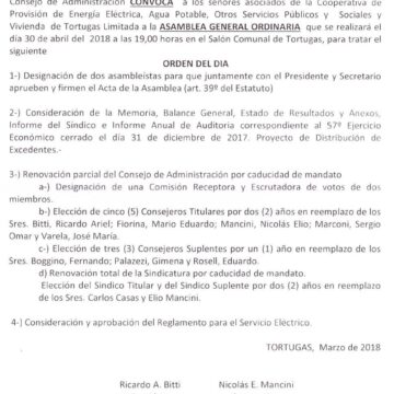 CONVOCATORIA Asamblea General Ordinaria.