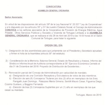CONVOCATORIA ASAMBLEA GENERAL ORDINARIA